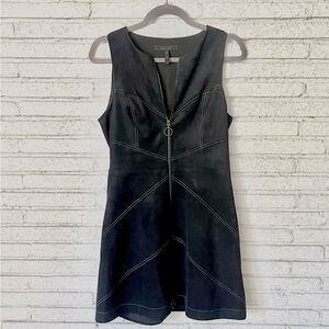 BCBGMaxAzria Suede Black Mini Dress with Stitch Detail Fall